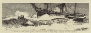 Wrak van de Iron Crown bij de monding van de Tyne, aankomst van de reddingsboot door William Lionel Wyllie